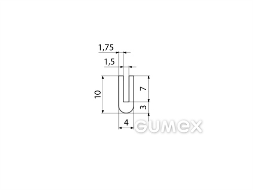 Silikonový profil tvaru "U", 10x4/1,5mm, 70°ShA, -60°C/+180°C, bílý